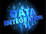 Data Integration - Blue Color Text on Dark Digital Background.