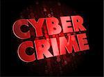 Cyber Crime - Red Color Text on Dark Digital Background.
