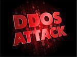 DDoS Attack - Red Color Text on Dark Digital Background.