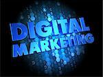 Digital Marketing - Text in Blue Color on Dark Digital Background.