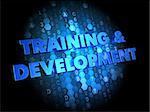 Training and Development in Blue Color on Dark Digital Background.