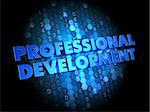 Professional Development in Blue Color on Dark Digital Background.