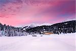 Beautiful Sunrise at Ski Resort of Madonna di Campiglio, Italian Alps, Italy