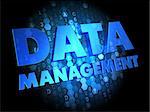 Data Management - Blue Color Text on Dark Digital Background.