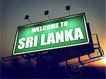 Welcome to Sri Lanka - Green Billboard on the Rising Sun Background.