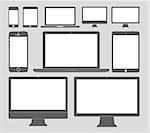 Vector illustration of different display devices icons, five simple and five detailed