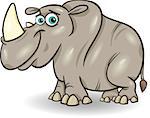 Cartoon Illustration of Cute Rhinoceros or Rhyno Animal