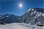 View from Negoiu peak in winter. Fagaras Mountains, Southern Carpathians, Romani