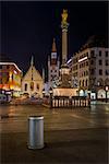 Old Town Hall and Marienplatz in Munich at Night, Bavaria, Germany