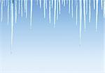 Seamless border with icicles on blue sky