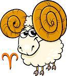 Cartoon Illustration of Aries or The Ram Horoscope Zodiac Sign