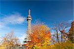 Lookout tower on Petrin Hill in autumn in Prague