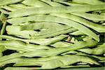 fresh green beans macro closeup on market outdoor summer