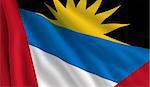 A flag of Antigua and Barbuda in the wind