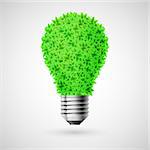 Bulb made of green leaves as concept of eco energy source.