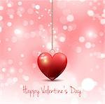 Valentines Day background with hanging heart