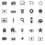 Photography icons with reflect on white background, stock vector
