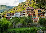 Mountain city  in the Pyrenees in Spain on a sunny day