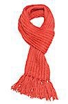 Red textile scarf isolated on white background