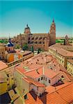Spain. Salamanca city. View of the Cathedral, and the roof on a sunny day