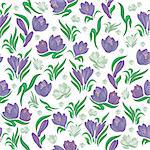 Illustration of abstract seamless background from crocuses