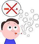 Vector cartoon funny man want to give up smoking.