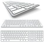 Computer keyboard isolated on white background. Top view, frontal view and close up.