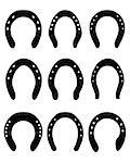 Black silhouettes of horseshoes, vector
