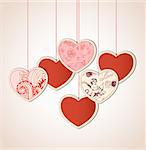 Decorative vector background with hearts for Valentine's day