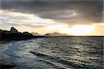 arpoador beach near copacabana beach in rio de janeiro in brazil at sunrise