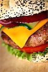 Close up of big tasty burger, shallow DOF