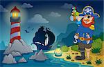 Lighthouse with pirate theme 3 - eps10 vector illustration.
