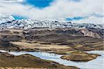 aerial view of Lagunillas in the peruvian Andes at Puno Peru