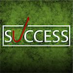 Illustration of success on a green background.
