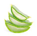 stack of aloe vera slices  isolated on white background