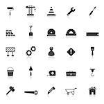 Construction icons with reflect on white background, stock vector