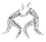 wrestling word cloud with black wordings on white background