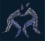 wrestling word cloud with blue wordings on blue background