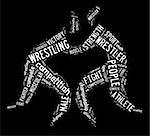 wrestling word cloud with white wordings on black background