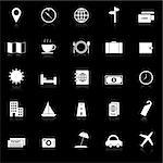 Travel icons with reflect on black background, stock vector