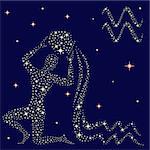 Zodiac sign Aquarius on a background of the starry sky, vector illustration