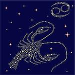 Zodiac sign Cancer on a background of the starry sky, vector illustration