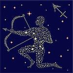 Zodiac sign Sagittarius on a background of the starry sky, vector illustration