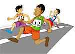 Cartoon illustration of men racing