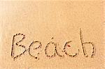 word written on beach wet sand