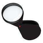 Compact foldable magnifying glass in a plastic housing. Vector illustration.
