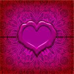 Template frame design for Valentine's Day card . Ornate love letter with wax seal. Ornamental floral background. Vector illustration EPS10.