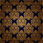 Damask seamless floral pattern. Royal wallpaper. Floral ornaments on a dark background. Vector illustration EPS 10