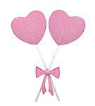 Two pink lollipops heart shaped