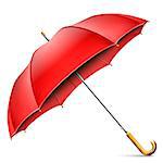 Realistic Open Red Umbrella Isolated On White Background. Vector Illustration.